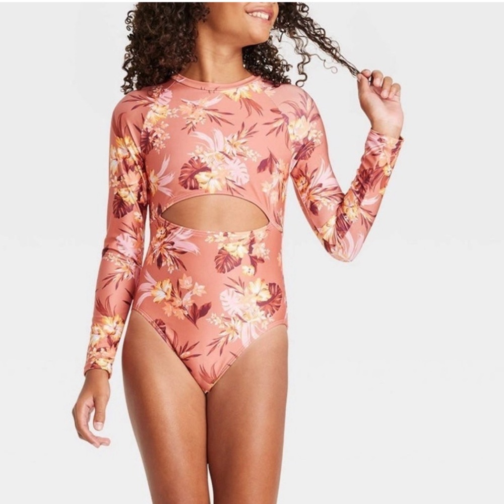 Art Class new w/tag girls one piece rash guard swimsuit size 8